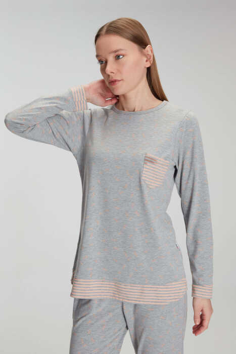 Anıl Kadın Pamuklu Uzun Kollu Pijama Takımı Yumuşak Cilt Dostu ve Rahat Kesim 11274 - 6