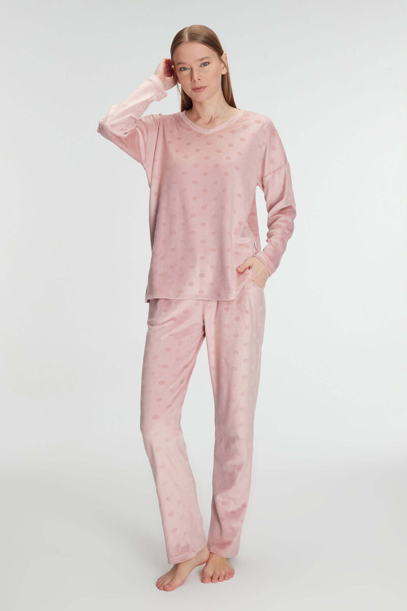 Anıl 11281 Kadın Uzun Kol V Yaka Sweatshirt ve Pantolon Takım Pijama Takımı - 4