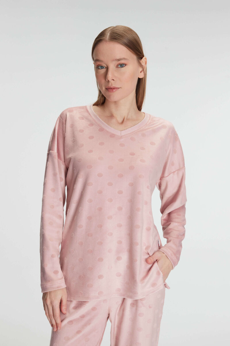 Anıl 11281 Kadın Uzun Kol V Yaka Sweatshirt ve Pantolon Takım Pijama Takımı - 6