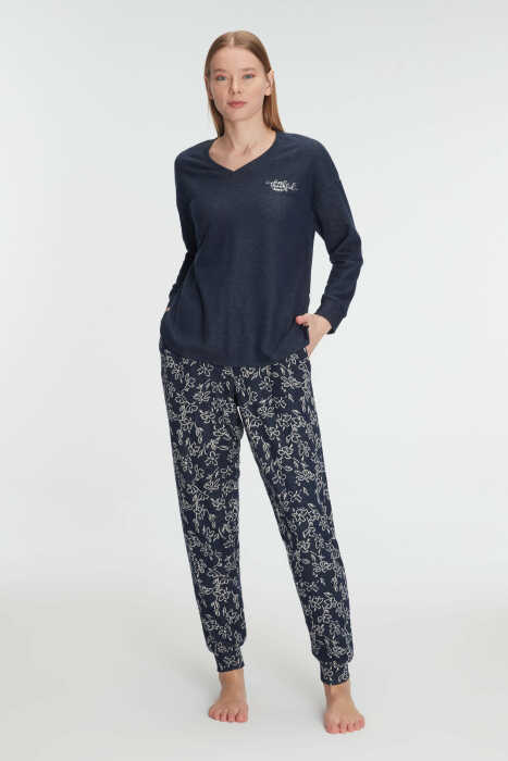 Anıl Kadın Uzun Kollu Sweatshirt ve Pantolon Pijama Takımı – Yumuşak Dokulu, Ev Giyimi 11325 - 4