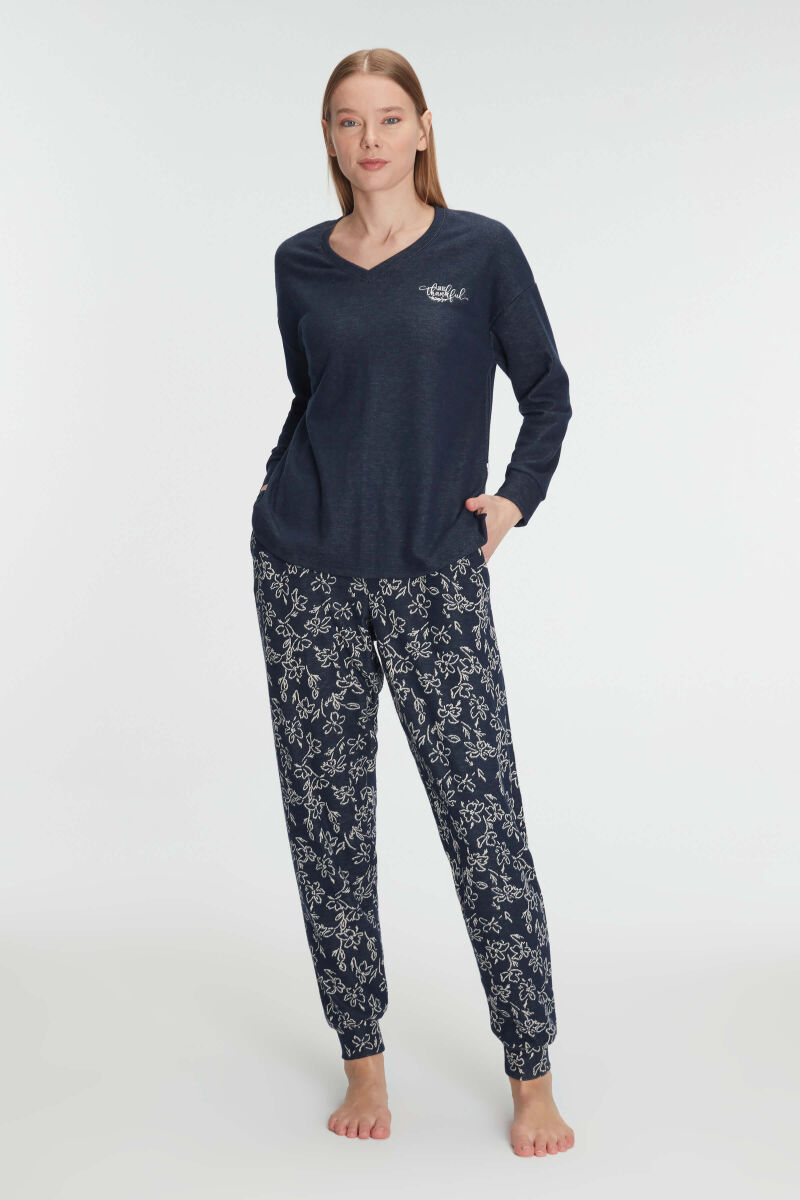 Anıl Kadın Uzun Kollu Sweatshirt ve Pantolon Pijama Takımı – Yumuşak Dokulu, Ev Giyimi 11325 - 4
