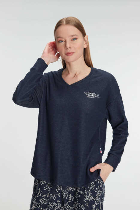 Anıl Kadın Uzun Kollu Sweatshirt ve Pantolon Pijama Takımı – Yumuşak Dokulu, Ev Giyimi 11325 - 6