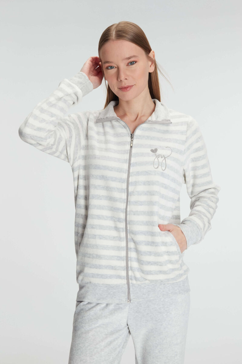 Anıl 11326 Kadın Pamuklu Uzun Kollu Fermuarlı Sweatshirt ve Pantolon Takım Pijama Takımı - 6