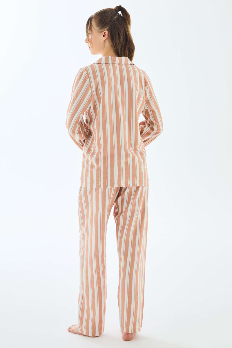 Anıl 11498 Kadın Viscose Çizgili Gömlek Pantolon Pijama Takımı - 5