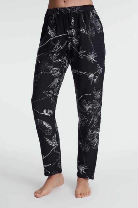 Anıl 9135 Günlük Ev Giyimi Kadın Viskon Çiçek Desenli Yazlık Örme Normal Bel Pijama Altı - 2