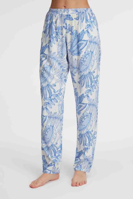 Anıl 9143 Günlük Ev Giyimi Kadın Viskon Çiçek Desenli Yazlık örme Normal Bel Pijama Altı - 2