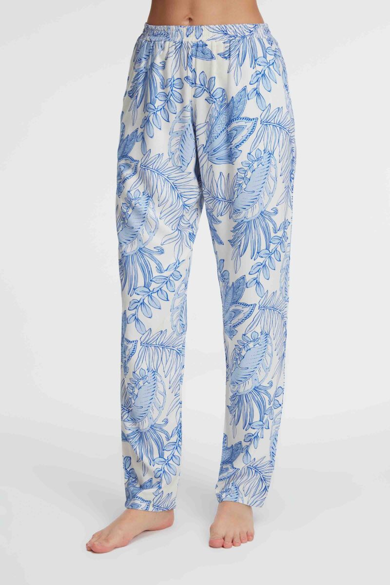 Anıl 9143 Günlük Ev Giyimi Kadın Viskon Çiçek Desenli Yazlık örme Normal Bel Pijama Altı - 2
