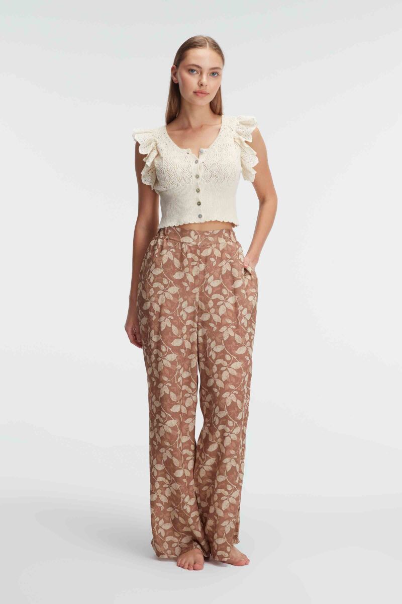 Anıl 9943 Kısa Kol Bisiklet Yaka Kadın Cotton Çiçek Desenli Yazlık Dokuma Normal Bel Pijama Takımı - 4