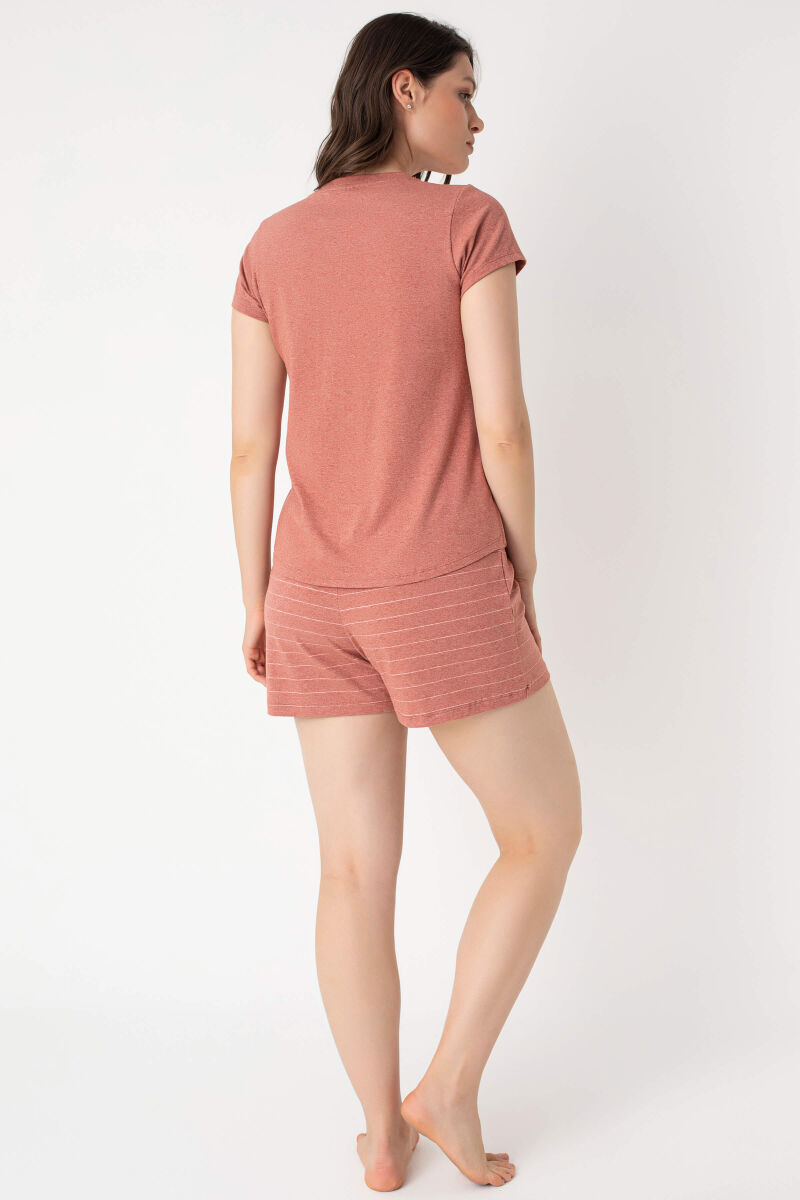 Anıl 9860 kısa kol Bisiklet Yaka cotton çizgili Kışlık Örme Normal Bel Pijama Takımı - 7