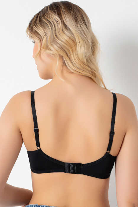 Dolgulu Sütyen Kadın Siyah Push up Balenli Süngerli Günlük Sporcu Kullanım Destekli Basic T-Shirt Sütyeni 3783 - 8