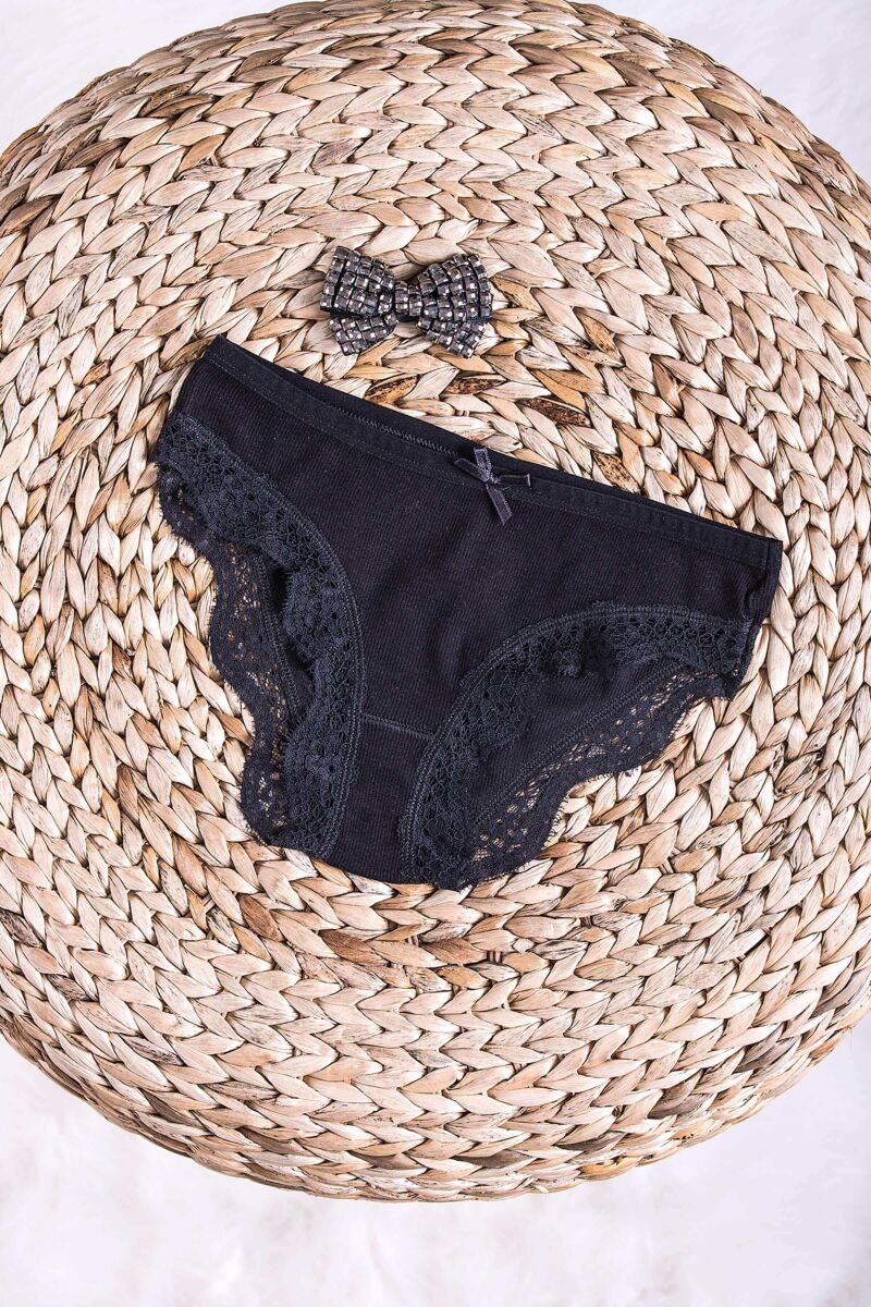 Kadın Modal Pamuklu Ribana Paçası Dantelli Slip (2688) - 1