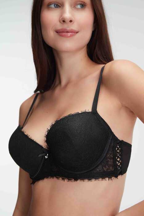 Anıl 4838 Destekli Dolgulu Balenli Kaplı Dantel Detaylı Sütyen Slip İç Çamaşırı Takım - 6